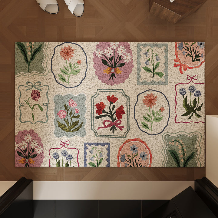 Vintage Floral Print Area Rug