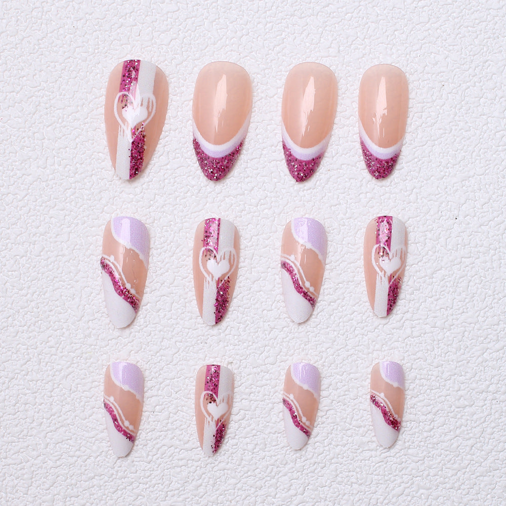 Artistic Glitter Heart Press-On Nails Kalsten