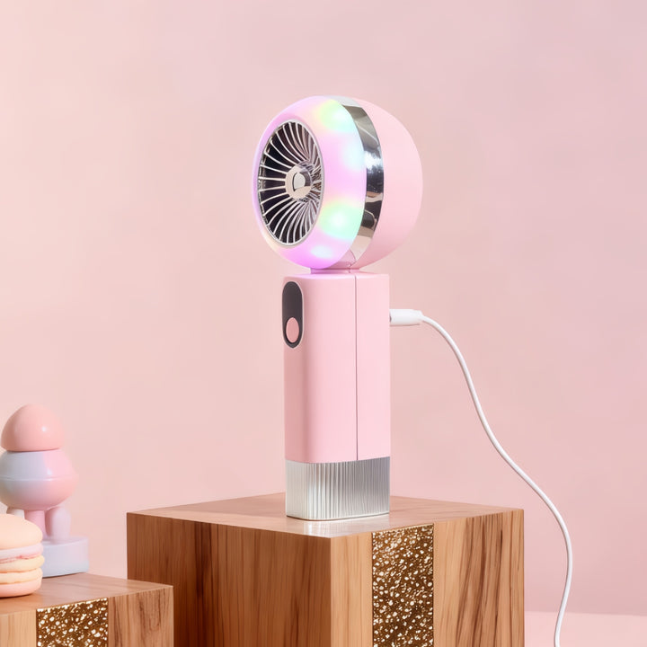 Ladies portable hand fan with LED display and stepless speed control Kalsten