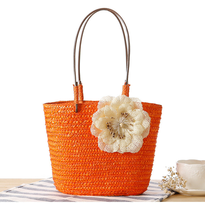 Beach bag with decorative flower detail embellishment Kalsten