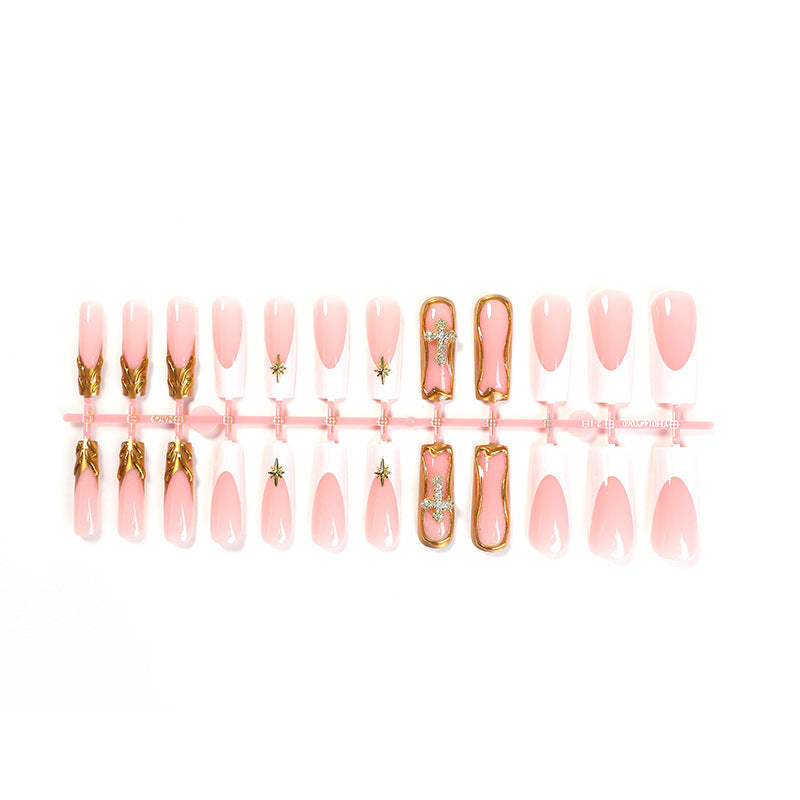 Artificial nail set with romantic flower and glitter accents Kalsten