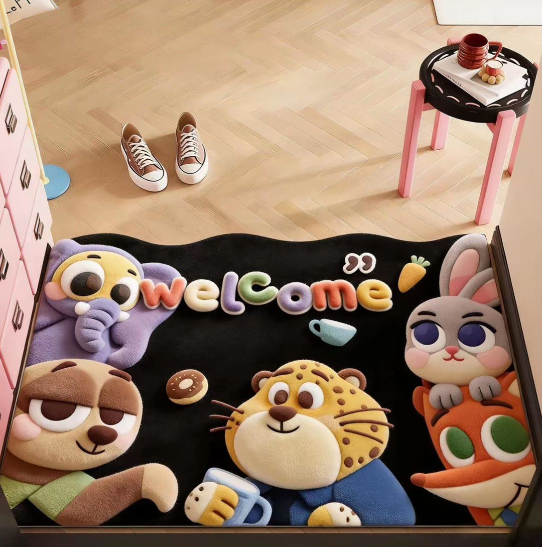 Cartoon Character Plush Mat for Interiors