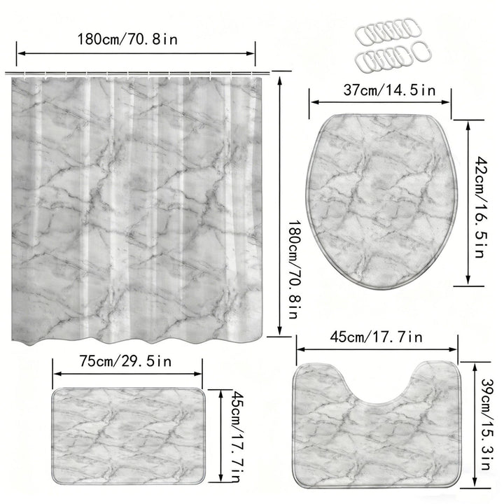 Elegant Marble Pattern Bathroom Mat Set Kalsten