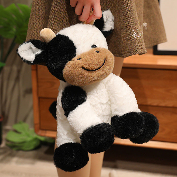 Plush Sitting Cow Cuddle Buddy with Ultra-Soft Faux-Fur Snout and Embroidered Smile Kalsten