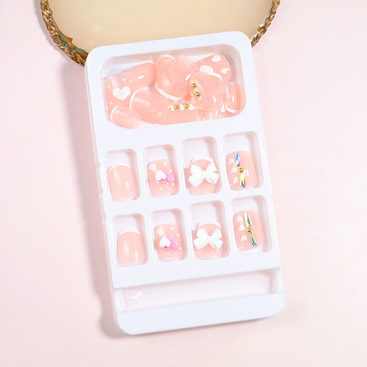 Decorative Press-On Nail Art Set with Bow Accents Kalsten
