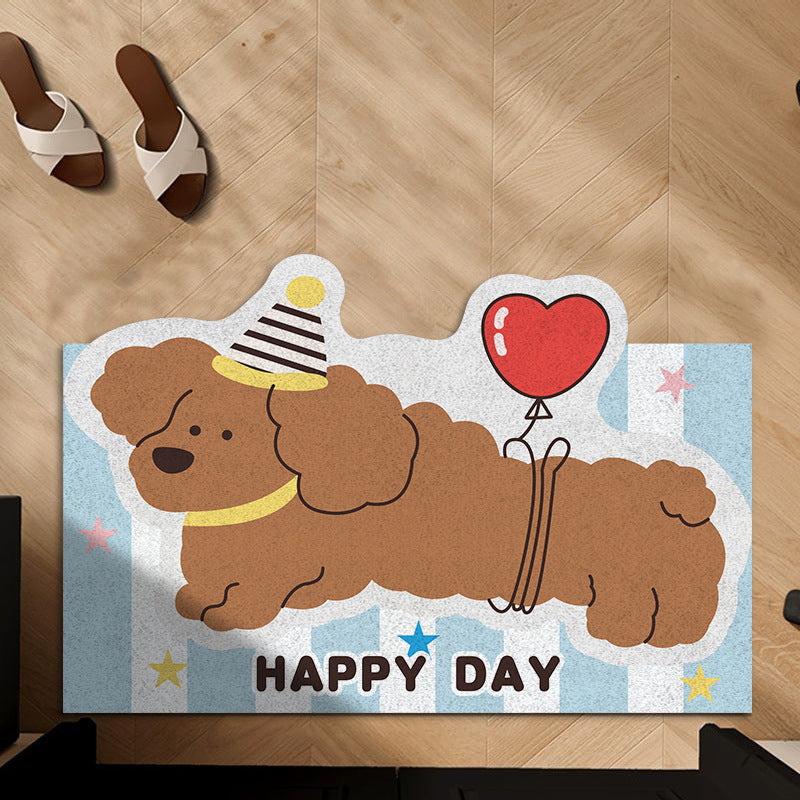 Cartoon Dog-Themed Welcome Mat