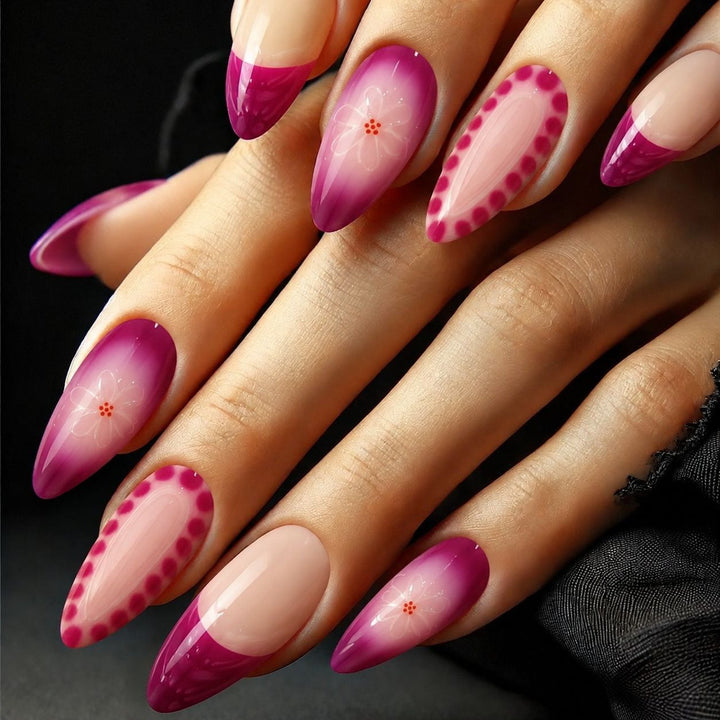 Elegant Artificial Nails with Floral Patterns Kalsten