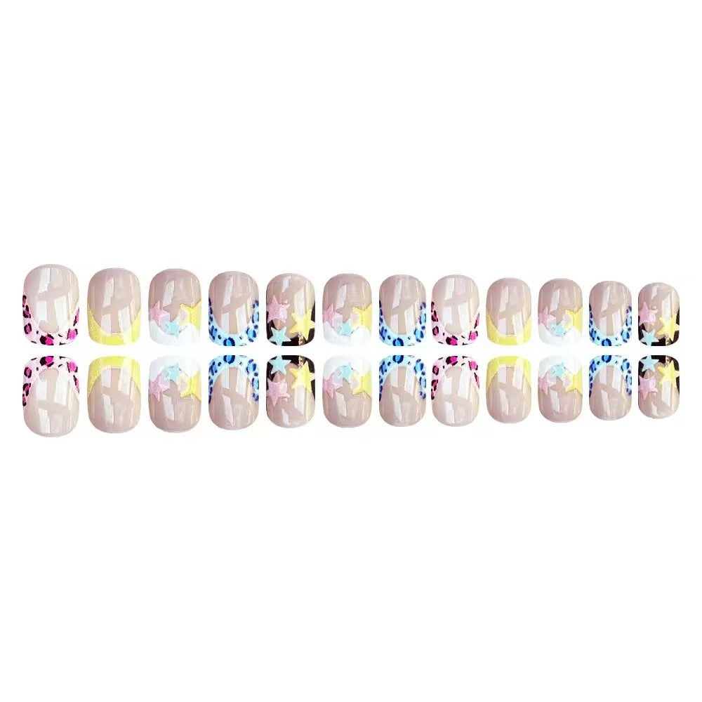 Acrylic nail set with colorful star motifs and modern accents Kalsten