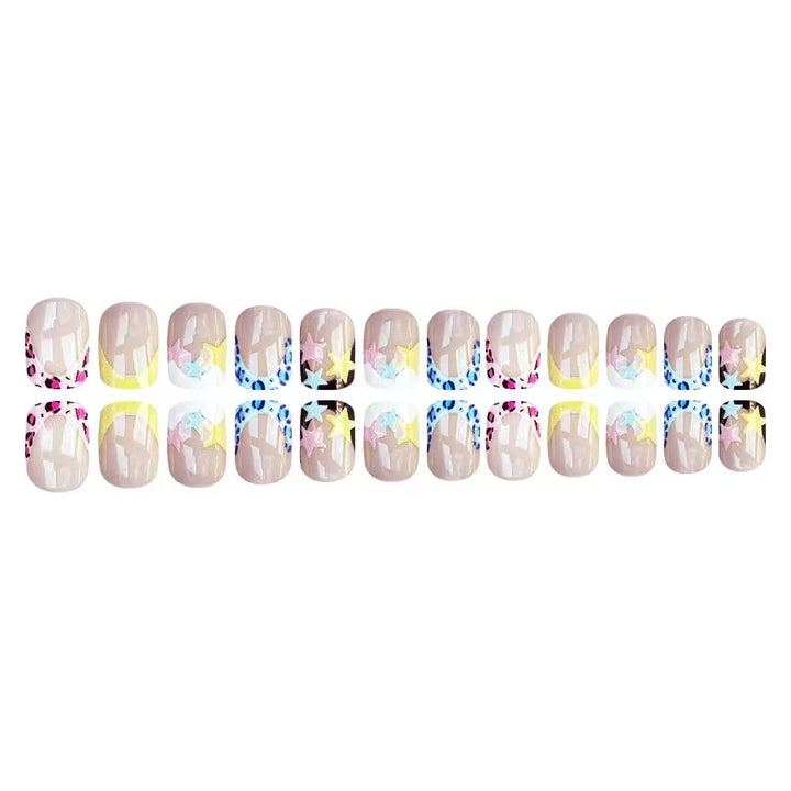 Acrylic nail set with colorful star motifs and modern accents Kalsten