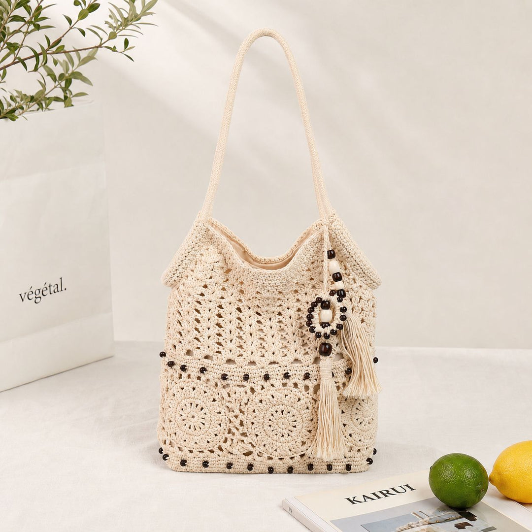 Crochet Shopping Bag with Decorative Tassels Kalsten