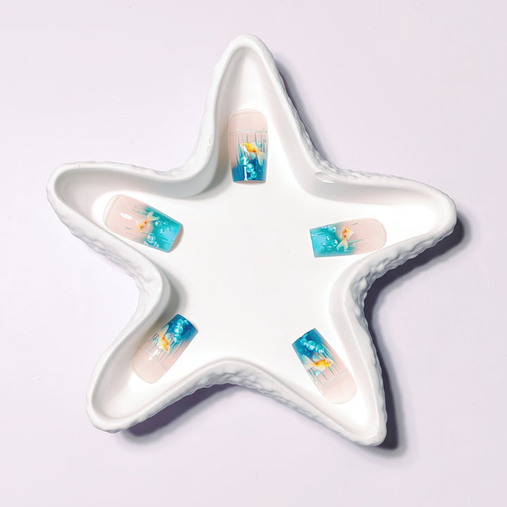 Creative art nails with maritime goldfish design Kalsten