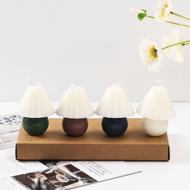 Hand-Poured Mushroom-Shaped Sculptural Soy Candle with Fluted Shade and Rounded Base