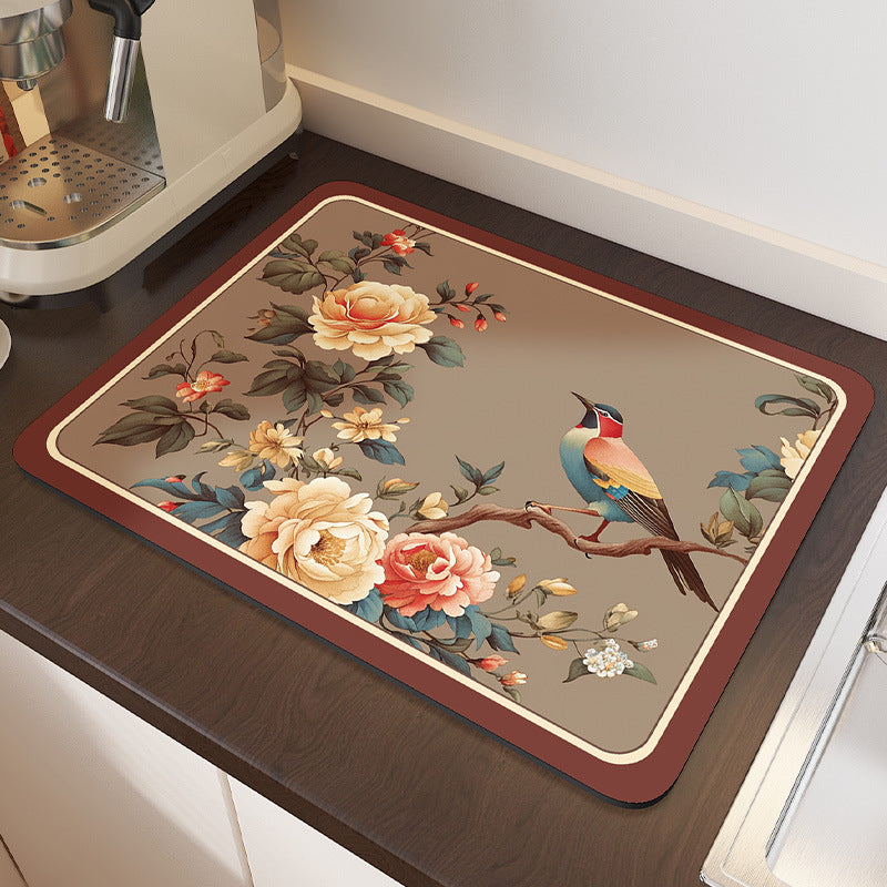 Floral Pattern Kitchen Drain Mat Kalsten