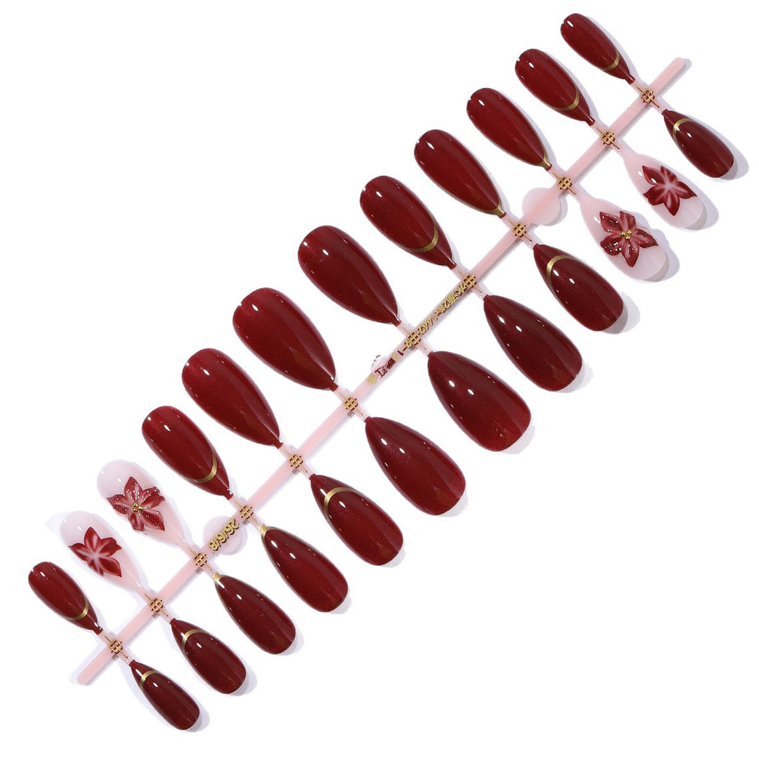 Elegant Floral Accent Stiletto Nail Art Extensions Kalsten