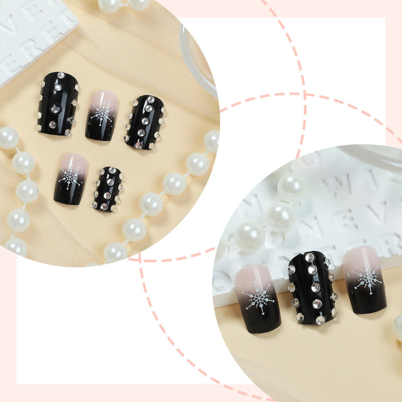 Decorative Press-On Nail Set with Gem Accents kalsten