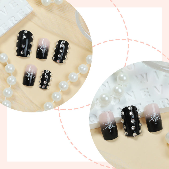 Decorative Press-On Nail Set with Gem Accents kalsten