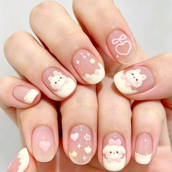 Artistic Coffee-Inspired Press-On Nail Art Set Kalsten