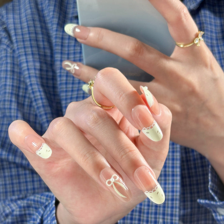Artistic Floral and Gemstone Press-On Nail Set Kalsten