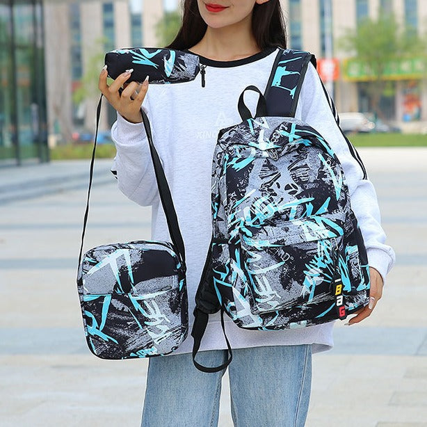 Backpack set with practical shoulder bag and pencil case Kalsten