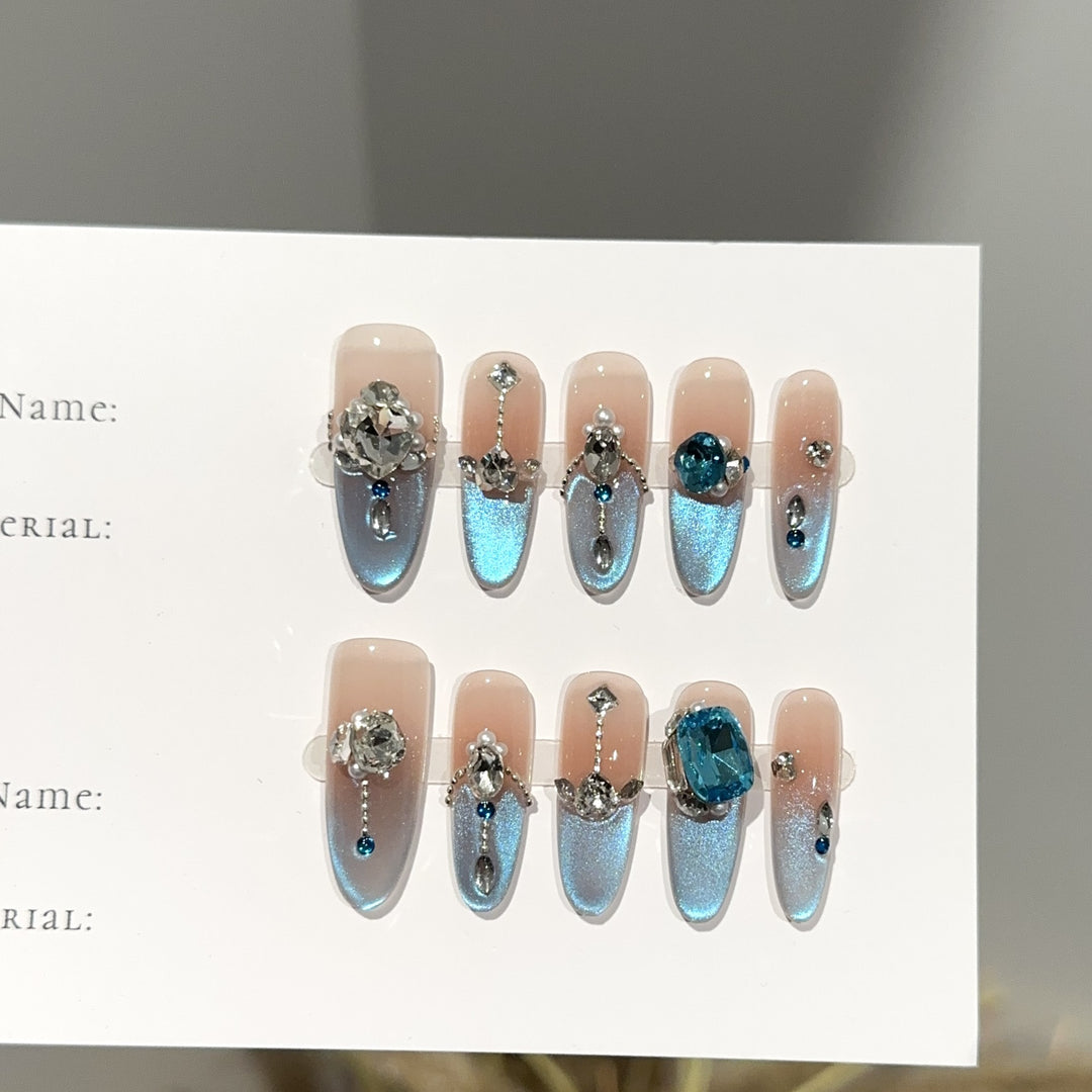 Elegant Crystal-Embellished Press-On Nail Set