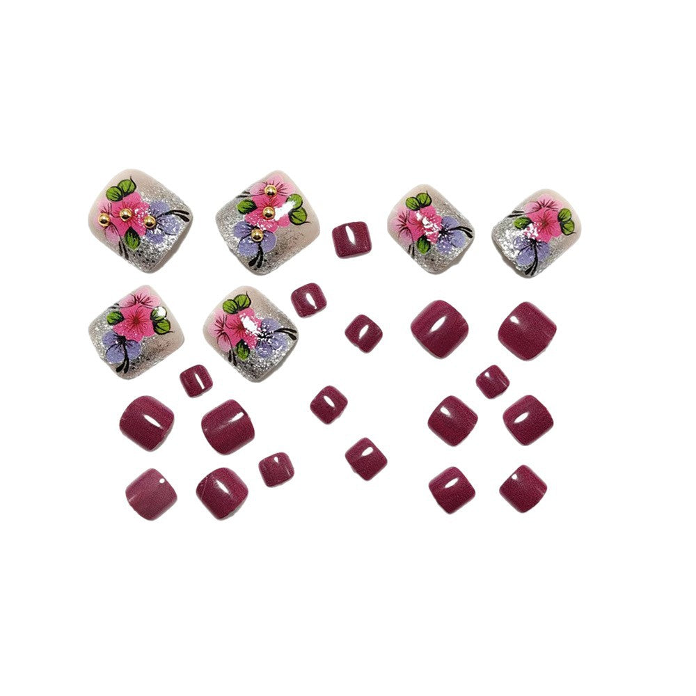 Artificial nails with floral designs and glitter effects Kalsten