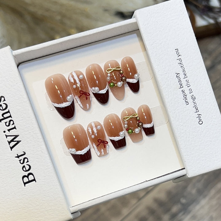 Glittery Press-On Nail Art Set with Snowflake Design Kalsten