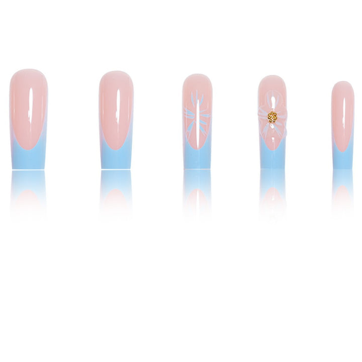 Artistic Long Press-On Nails with Floral Accents Kalsten