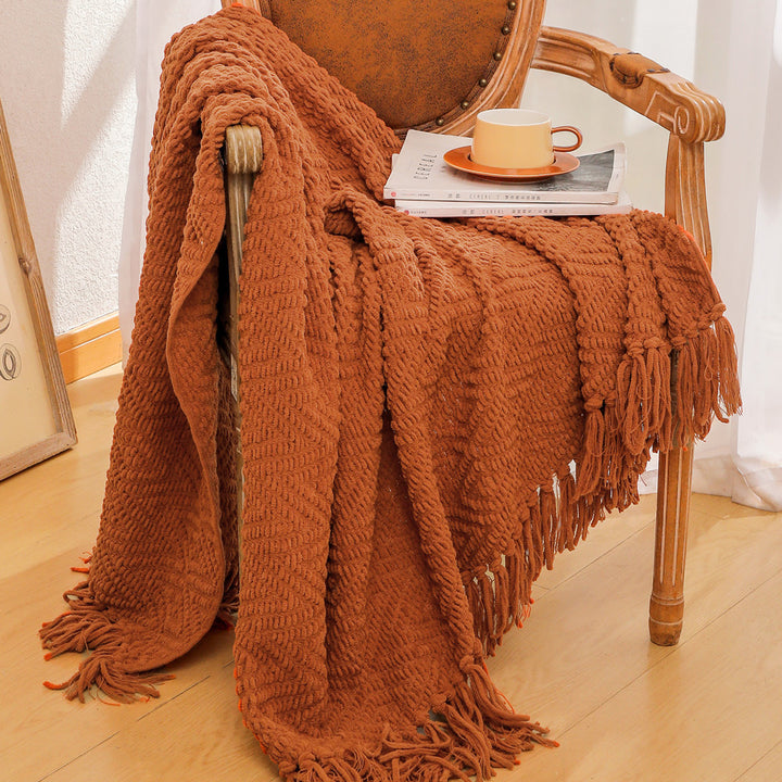 Handwoven Textured Throw Blanket Kalsten
