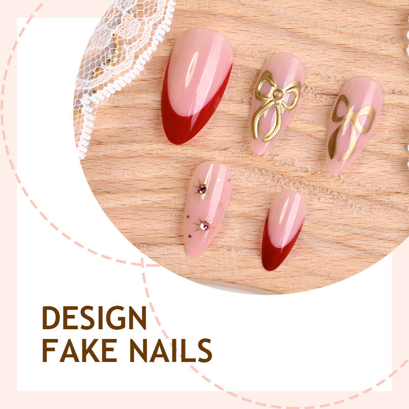 Designer Artificial Nail Set with Elegant Lace Design Kalsten