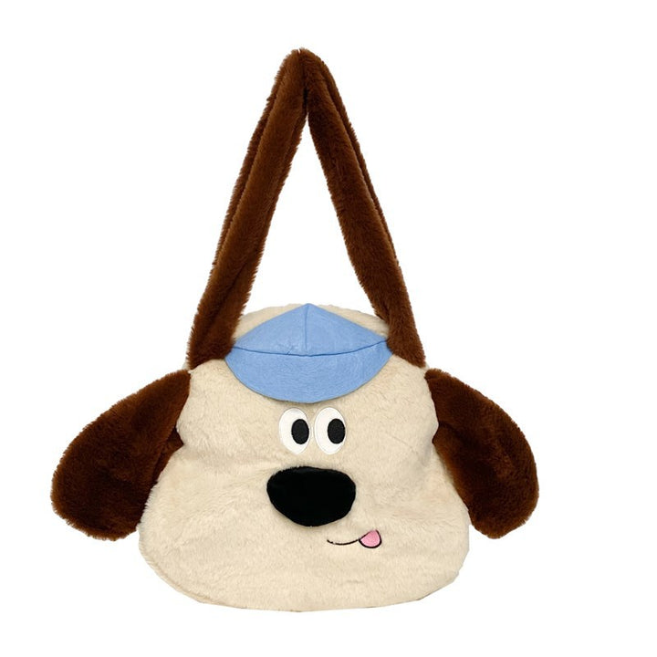 Plush Dog-Themed Shoulder Bag