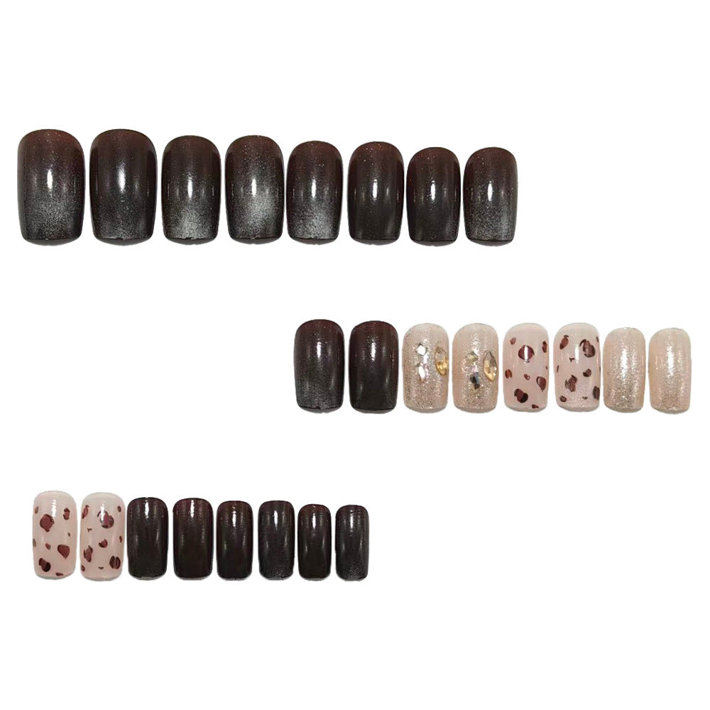Artificial nails with elegant glitter and leopard pattern Kalsten