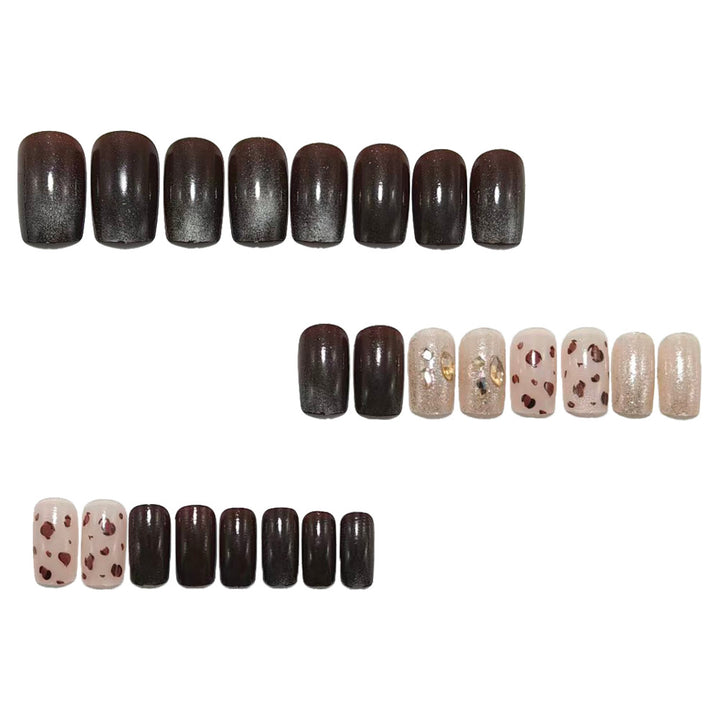 Artificial nails with elegant glitter and leopard pattern Kalsten