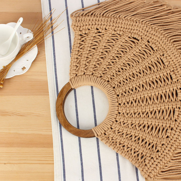 Handbag with Fringed Macramé Design Kalsten