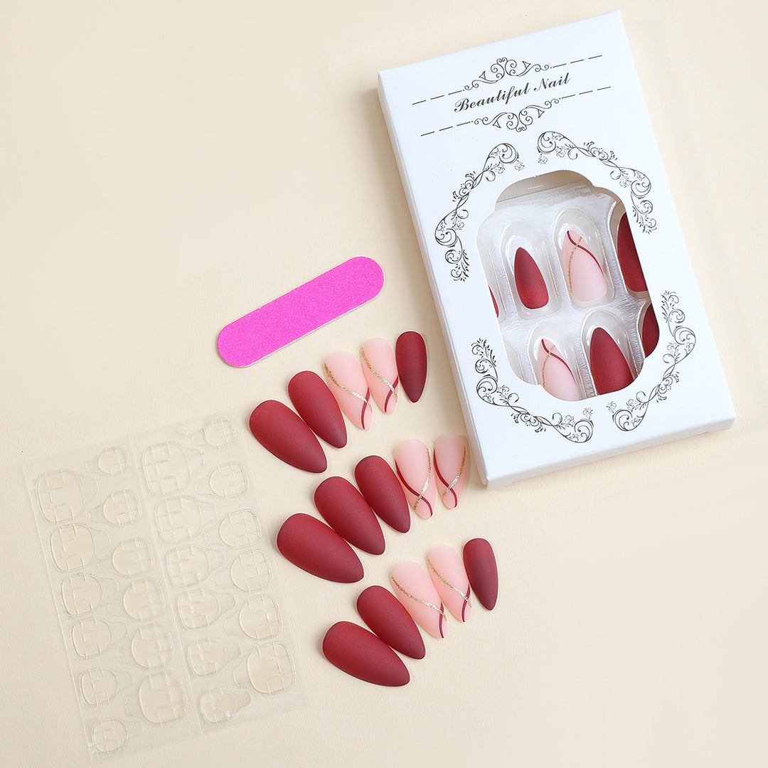 Elegant artificial nail set with matte finish and glamorous accents Kalsten