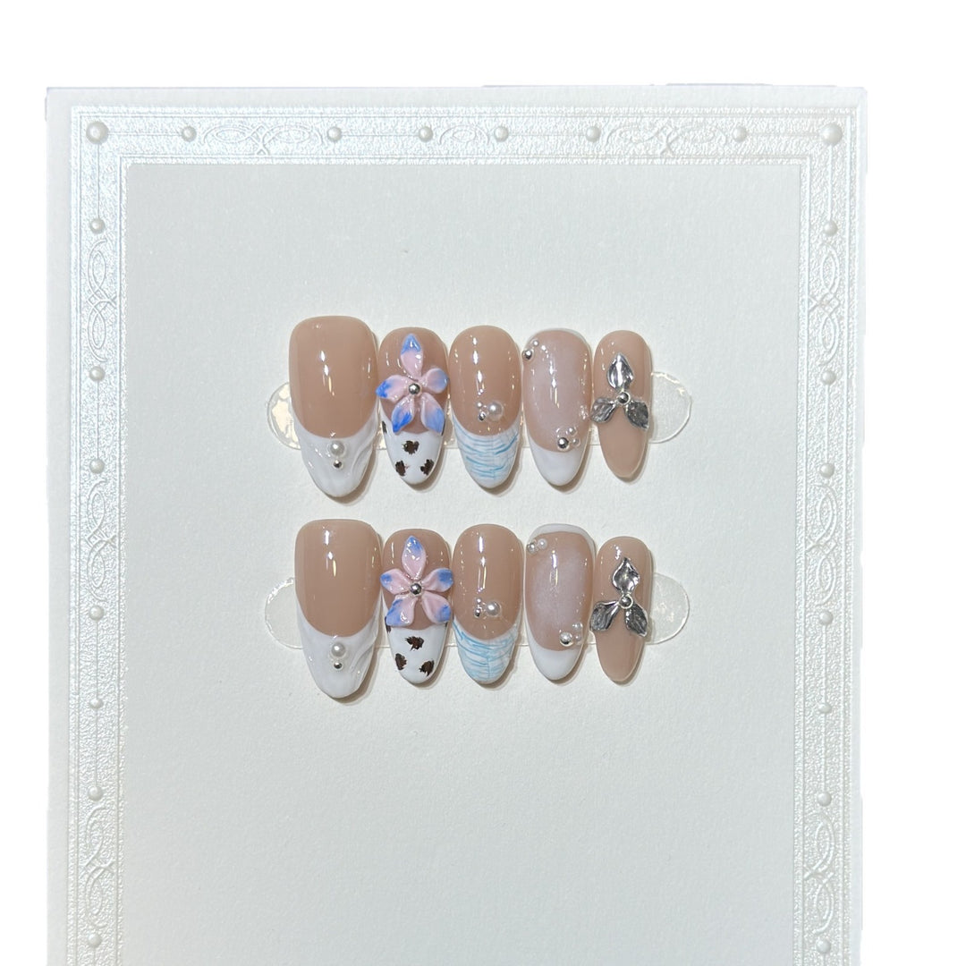 Floral Embellished Press-On Nail Art Set Kalsten 1788224030