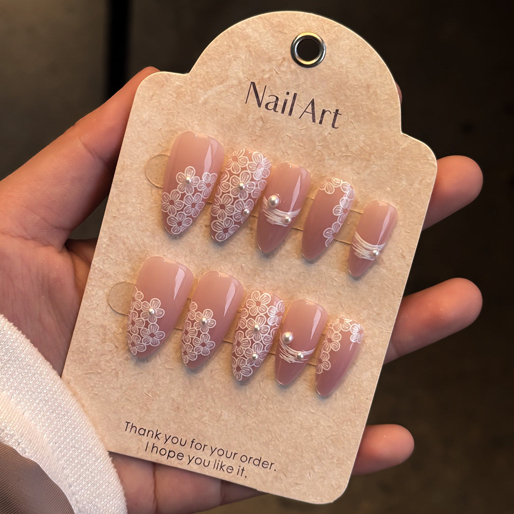 Elegant Floral-Accent Press-On Nails Kalsten