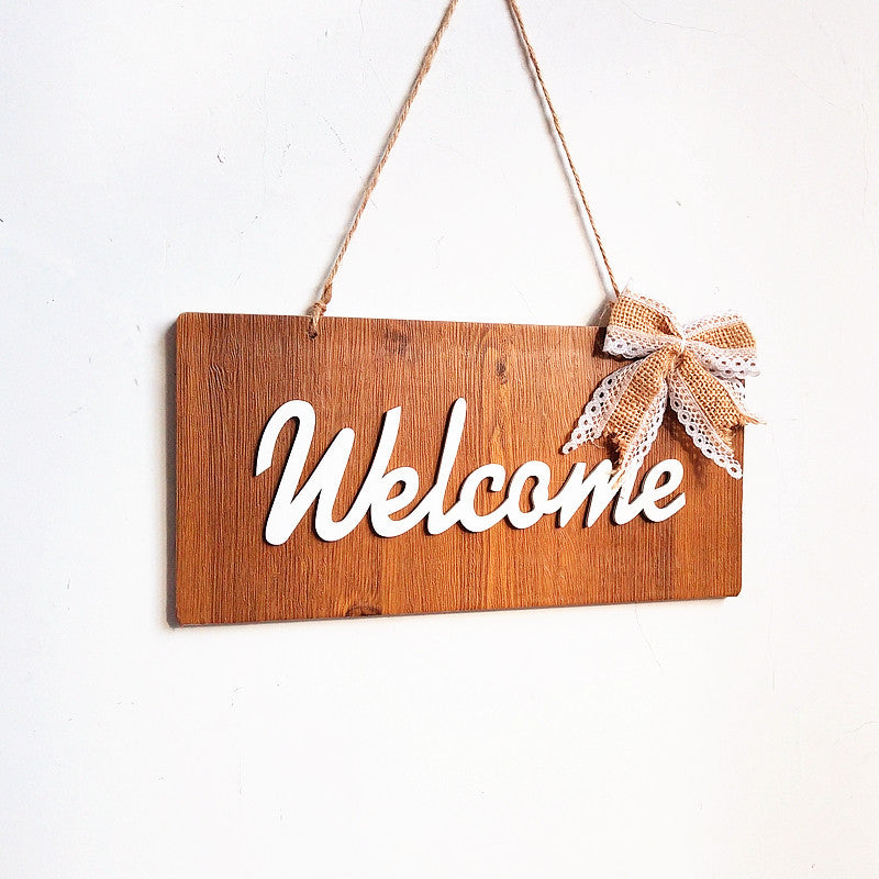 Rustic Welcome Wooden Sign with Bow
