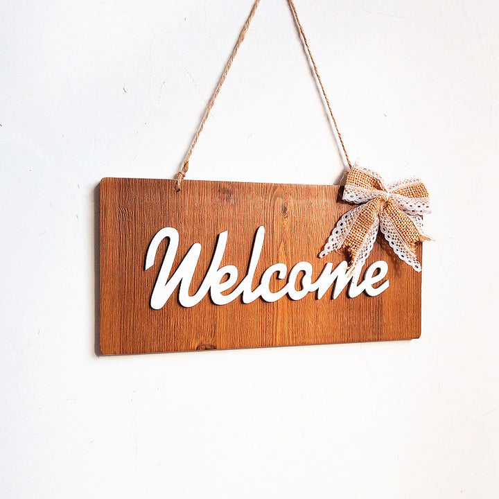 Rustic Welcome Wooden Sign with Bow