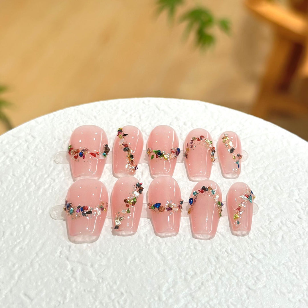 Charming Floral Decorative Press-On Nails
