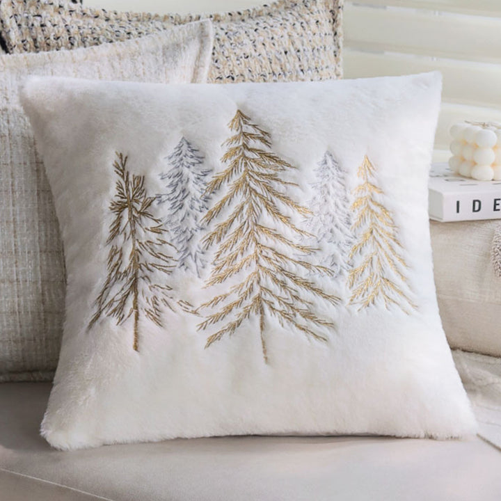 Rectangular plush decorative pillow with textured knit look and metal eyelets Kalsten