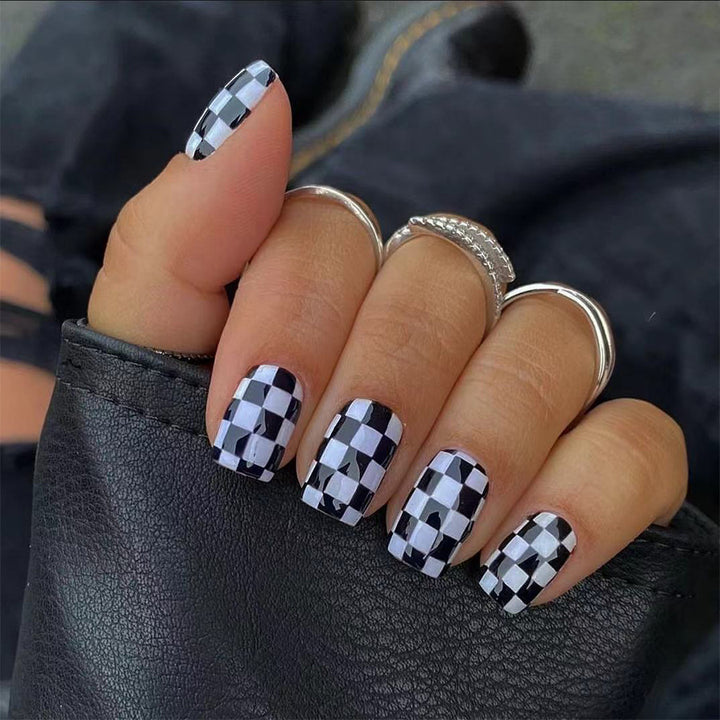 Artificial nails in modern chessboard design Kalsten