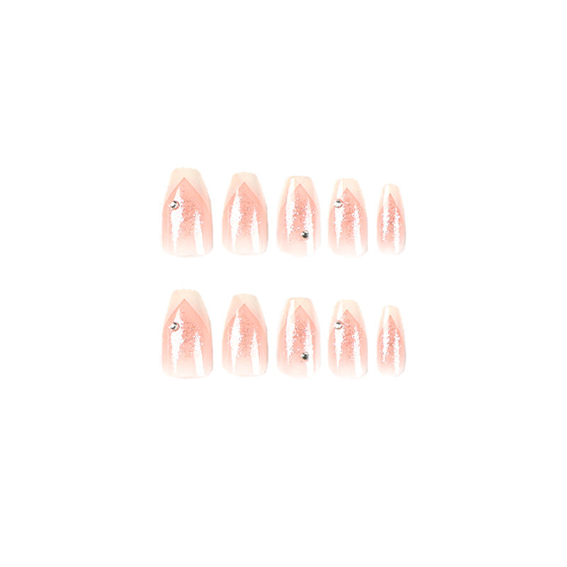 Elegant Artificial Nails with Glitter and Romantic French Tip Kalsten