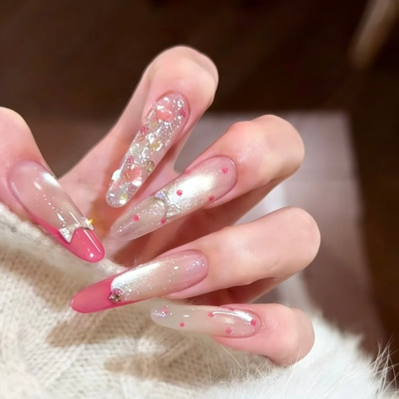 Glamorous Crystal Accent Nail Extensions