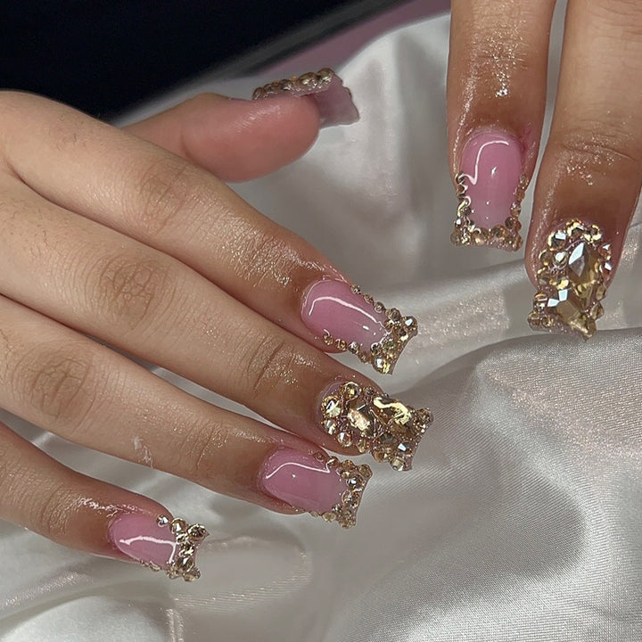 Glamorous Rhinestone-Embellished Press-On Nails Kalsten