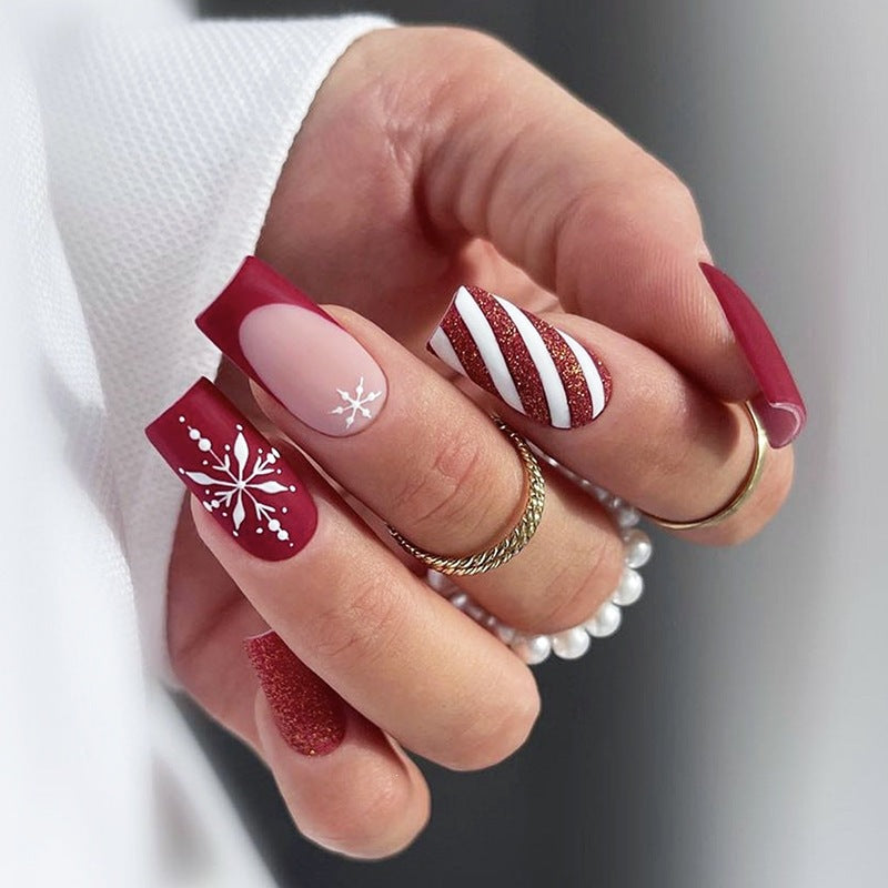 Artificial nail set with festive winter theme Kalsten