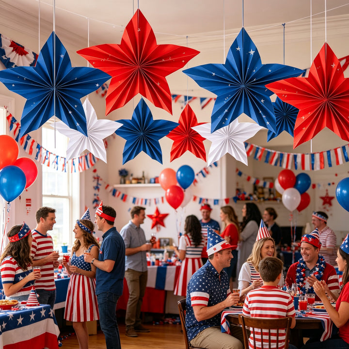Unisex nan patriotic layered paper fan garland and star pennant banner Kalsten