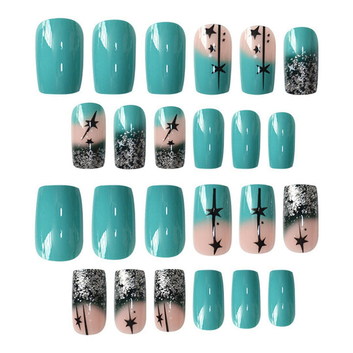 Artistic Gradient Press-On Nail Set with Star Design Kalsten