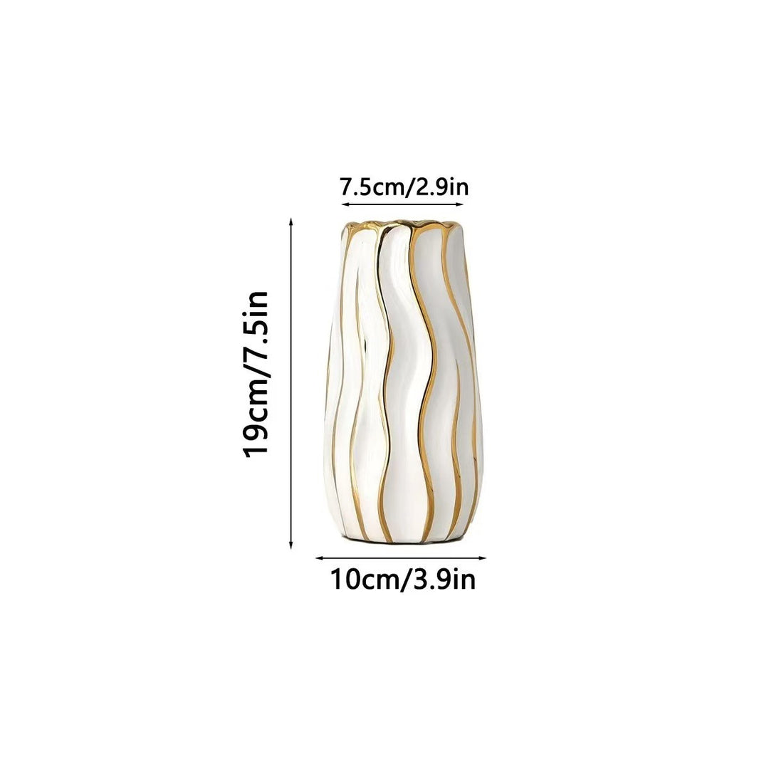 Elegant Wave-Patterned Decorative Ceramic Vase
