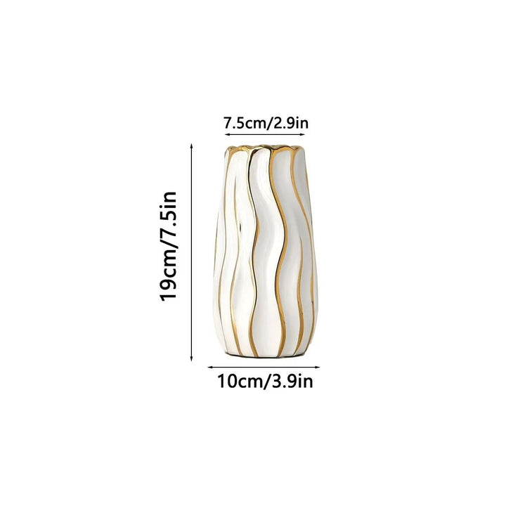 Elegant Wave-Patterned Decorative Ceramic Vase