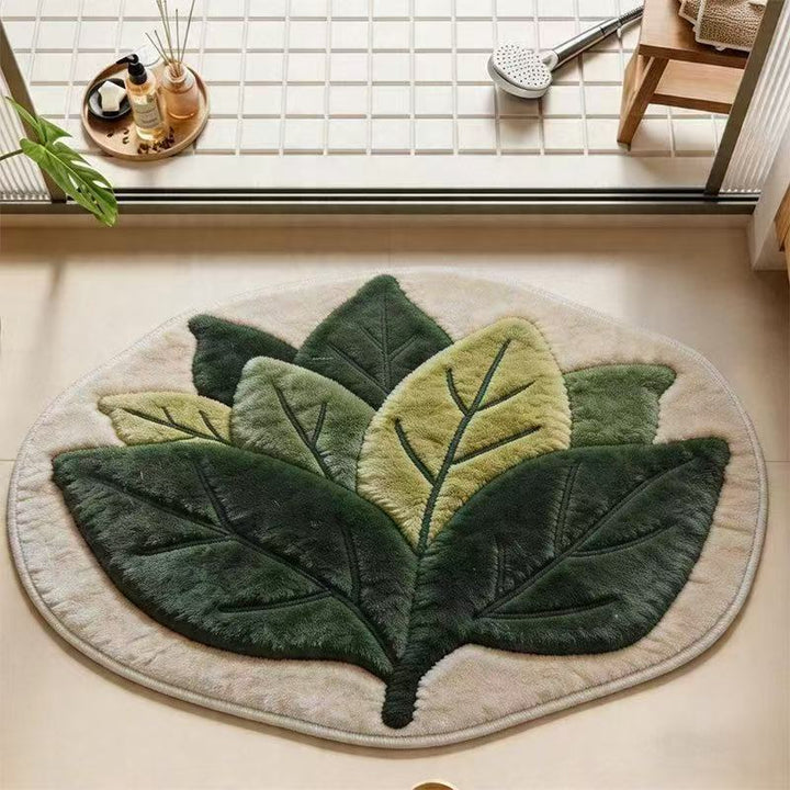 Leaf-Shaped Plush Memory Foam Bath Mat